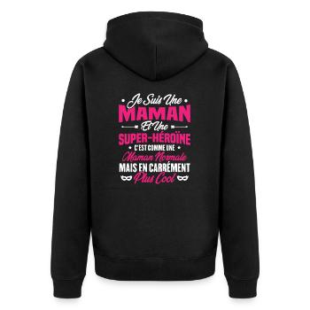 Je suis une maman et une super héroïne - Veste à capuche bio Premium Unisexe - noir - Dos - Nico (187cm)