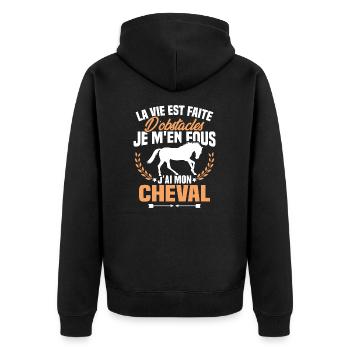 Je m'en fous j'ai mon cheval, Cadeau équitation - Veste à capuche bio Premium Unisexe - noir - Dos - Nico (187cm)