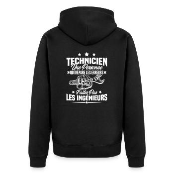 Technicien une personne qui répare les erreurs - Veste à capuche bio Premium Unisexe - noir - Dos - Nico (187cm)