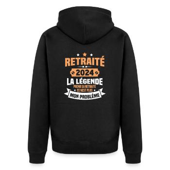 Cadeau retraité 2024, La légende prend sa retraite - Veste à capuche bio Premium Unisexe - noir - Dos - Nico (187cm)