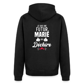 Cadeau Je suis un futur marié qui déchire - Veste à capuche bio Premium Unisexe - noir - Dos - Nico (187cm)