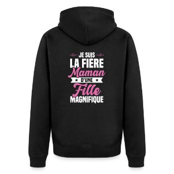Je suis la Fière Maman d'une Fille Magnifique - Veste à capuche bio Premium Unisexe - noir - Dos - Nico (187cm)