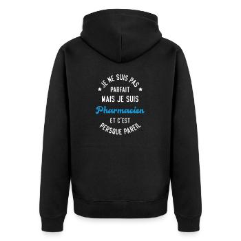 Pas parfait mais je suis pharmacien - Veste à capuche bio Premium Unisexe - noir - Dos - Nico (187cm)