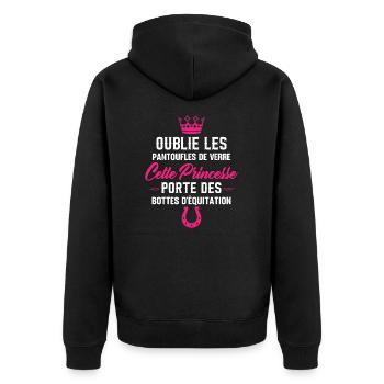 Cette Princesse Porte Des Bottes D'équitation - Veste à capuche bio Premium Unisexe - noir - Dos - Nico (187cm)