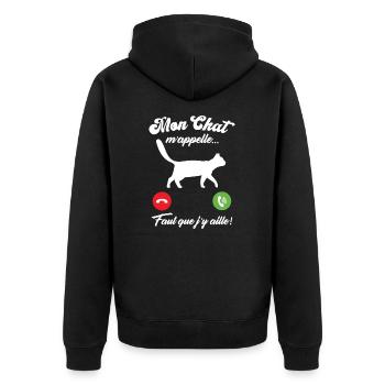Mon chat m'appelle - Veste à capuche bio Premium Unisexe - noir - Dos - Nico (187cm)