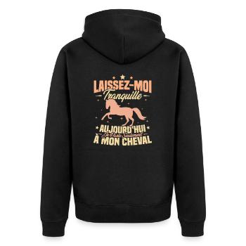 Cadeau aujourd'hui je parle seulement à mon cheval - Veste à capuche bio Premium Unisexe - noir - Dos - Nico (187cm)