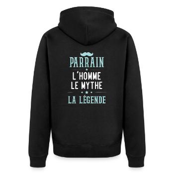 Parrain, l'homme, le mythe, la légende - Veste à capuche bio Premium Unisexe - noir - Dos - Nico (187cm)