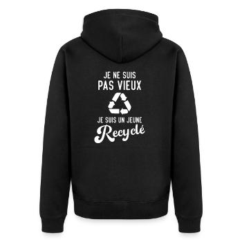 Je ne suis pas vieux je suis un jeune recyclé - Veste à capuche bio Premium Unisexe - noir - Dos - Nico (187cm)