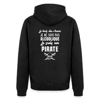 Je ne suis pas alcoolique je suis un pirate - Veste à capuche bio Premium Unisexe - noir - Dos - Nico (187cm)
