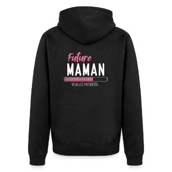 Future Maman veuillez patienter - Veste à capuche bio Premium Unisexe - noir - Dos - Nico (187cm)