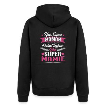 Une super maman devient toujours une super mamie - Veste à capuche bio Premium Unisexe - noir - Dos - Nico (187cm)