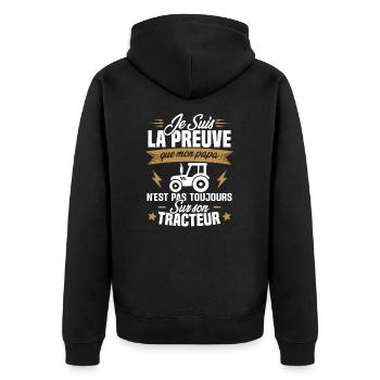 Preuve que mon papa tracteur, Papa agriculteur - Veste à capuche bio Premium Unisexe - noir - Dos - Nico (187cm)