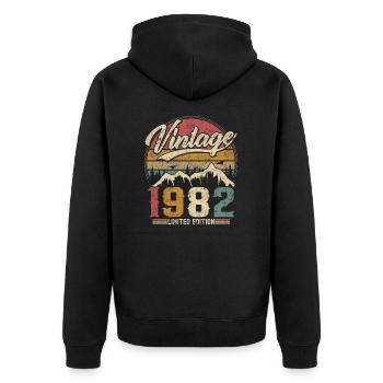 Vintage 1982 Limited Edition Cadeau D'anniversaire - Veste à capuche bio Premium Unisexe - noir - Dos - Nico (187cm)