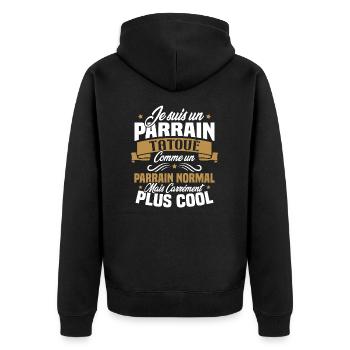 J'ai un parrain tatoué comme un parrain normal - Veste à capuche bio Premium Unisexe - noir - Dos - Nico (187cm)