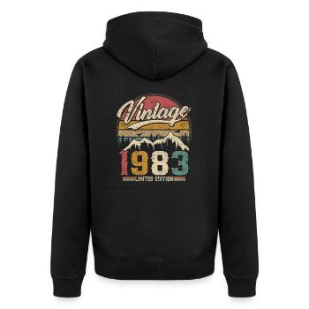 Vintage 1983 Limited Edition Cadeau D'anniversaire - Veste à capuche bio Premium Unisexe - noir - Dos - Nico (187cm)