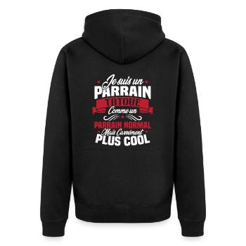 J'ai un parrain tatoué comme un parrain normal - Veste à capuche bio Premium Unisexe - noir - Dos - Nico (187cm)