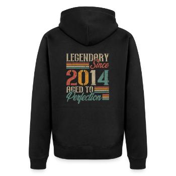Vintage 2014 Retro Geburtstagsgeschenk - Unisex Premium Bio Zip Hoodie - Schwarz - Hinten - Nico (187cm)