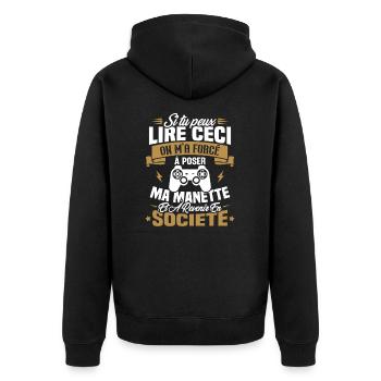 J’ai été obligé de poser ma manette de jeu - Veste à capuche bio Premium Unisexe - noir - Dos - Nico (187cm)