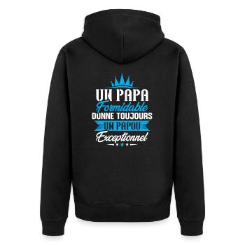Un Papa Formidable Donne Toujours un papou - Veste à capuche bio Premium Unisexe - noir - Dos - Nico (187cm)