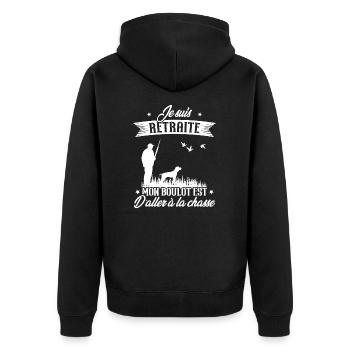 Je suis retraité et chasseur - Veste à capuche bio Premium Unisexe - noir - Dos - Nico (187cm)