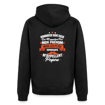 Les plus importants mappellent papou, Cadeau papou - Veste à capuche bio Premium Unisexe - noir - Dos - Nico (187cm)