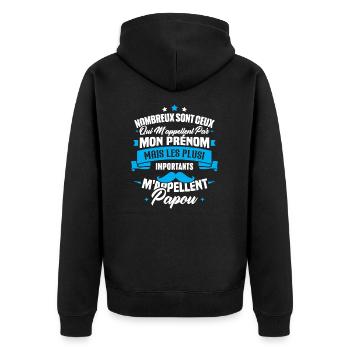 Les plus importants mappellent papou, Cadeau papou - Veste à capuche bio Premium Unisexe - noir - Dos - Nico (187cm)