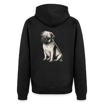 Carlin noir et blanc - Veste à capuche bio Premium Unisexe - noir - Dos - Nico (187cm)