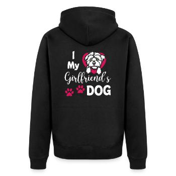 I Love My Girlfriends Dog - Unisex Premium Bio Zip Hoodie - Schwarz - Hinten - Nico (187cm)