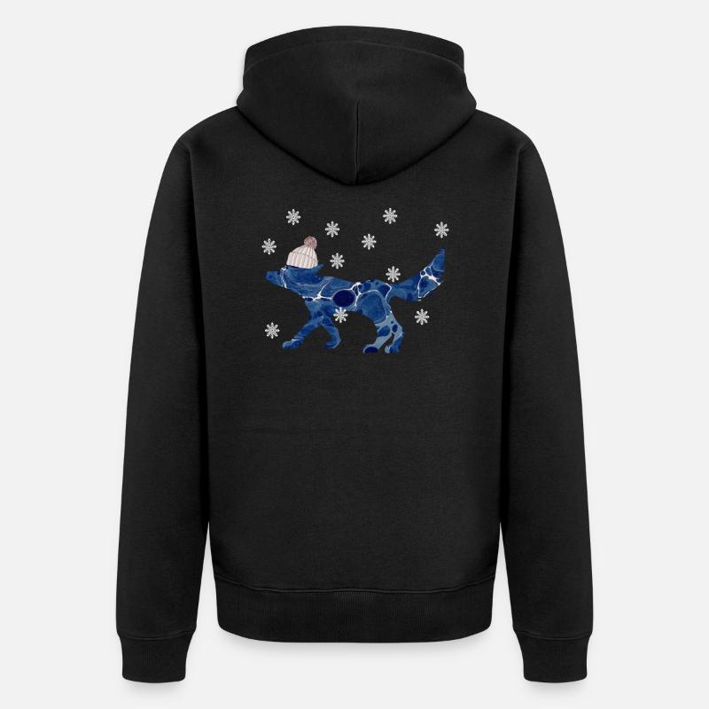 fuchs mit mütze e 12 - Unisex Premium Bio Zip Hoodie - Schwarz