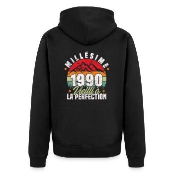 Millésime 1990, Cadeau D'anniversaire Vintage 1990 - Veste à capuche bio Premium Unisexe - noir - Dos - Nico (187cm)