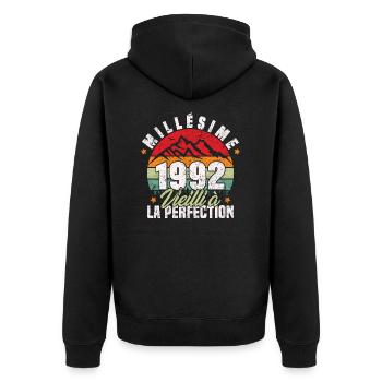 Millésime 1992, Cadeau D'anniversaire Vintage 1992 - Veste à capuche bio Premium Unisexe - noir - Dos - Nico (187cm)