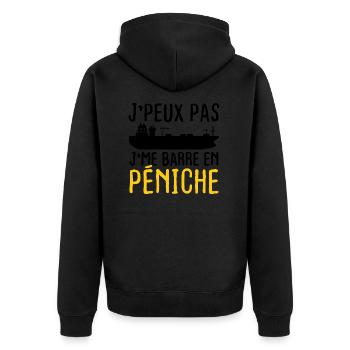 J'peux pas j'me barre en péniche - Veste à capuche bio Premium Unisexe - noir - Dos - Nico (187cm)