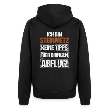I'm a stonemason - bring beer and take off - Unisex Premium Organic Zip Hoodie - black - Back - Nico (187cm)