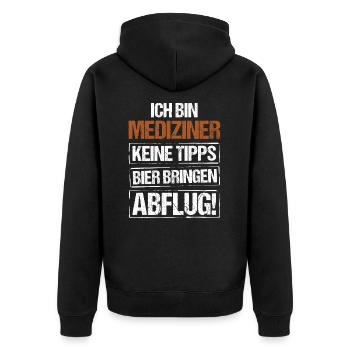 Je suis médecin - apporte de la bière et décolle - Veste à capuche bio Premium Unisexe - noir - Dos - Nico (187cm)