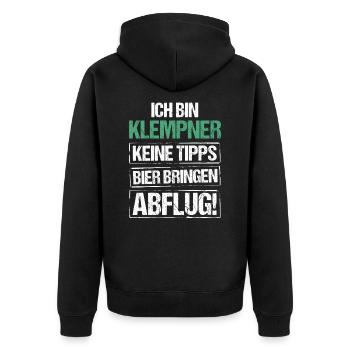 Je suis plombier - apporte de la bière et décolle - Veste à capuche bio Premium Unisexe - noir - Dos - Nico (187cm)
