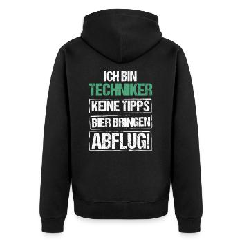 Je suis technicien - apporte de la bière et décolle - Veste à capuche bio Premium Unisexe - noir - Dos - Nico (187cm)