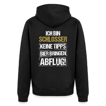 I'm a locksmith - bring beer and take off - Unisex Premium Organic Zip Hoodie - black - Back - Nico (187cm)