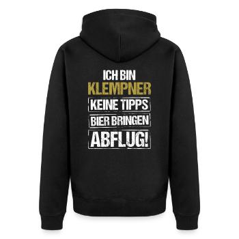 Je suis plombier - apporte de la bière et décolle - Veste à capuche bio Premium Unisexe - noir - Dos - Nico (187cm)