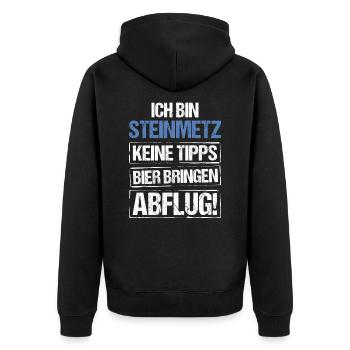 I'm a stonemason - bring beer and take off - Unisex Premium Organic Zip Hoodie - black - Back - Nico (187cm)