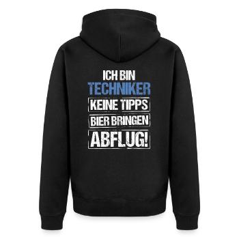 I'm a technician - bring beer and take off - Unisex Premium Organic Zip Hoodie - black - Back - Nico (187cm)