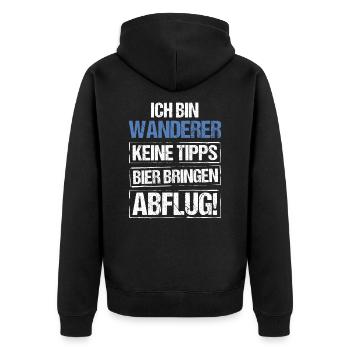 I'm a wanderer - bring beer and take off - Unisex Premium Organic Zip Hoodie - black - Back - Nico (187cm)