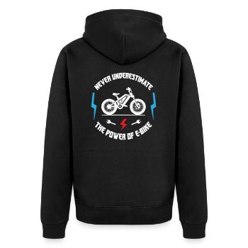 Ne sous-estimez jamais la puissance du vélo électrique - Veste à capuche bio Premium Unisexe - noir - Dos - Nico (187cm)