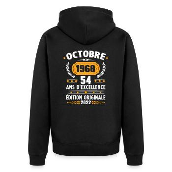 Cadeau D'anniversaire Rétro 54 Ans Octobre 1968 - Veste à capuche bio Premium Unisexe - noir - Dos - Nico (187cm)