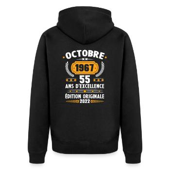 Cadeau D'anniversaire Rétro 55 Ans Octobre 1967 - Veste à capuche bio Premium Unisexe - noir - Dos - Nico (187cm)