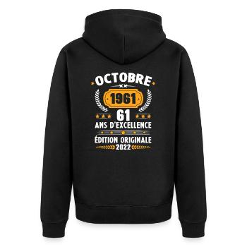 Cadeau D'anniversaire Rétro 61 Ans Septembre 1961 - Veste à capuche bio Premium Unisexe - noir - Dos - Nico (187cm)