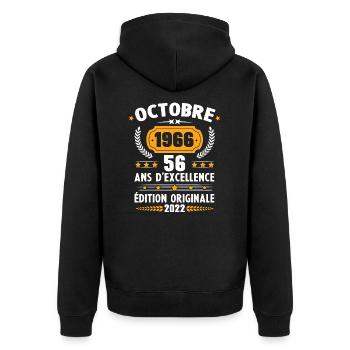 Cadeau D'anniversaire Rétro 56 Ans Septembre 1966 - Veste à capuche bio Premium Unisexe - noir - Dos - Nico (187cm)
