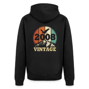 Jahrgang 2008 - Unisex Premium Bio Zip Hoodie - Schwarz - Hinten - Nico (187cm)