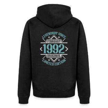 Légendaire depuis Février 1992 édition limitée - Veste à capuche bio Premium Unisexe - noir - Dos - Nico (187cm)