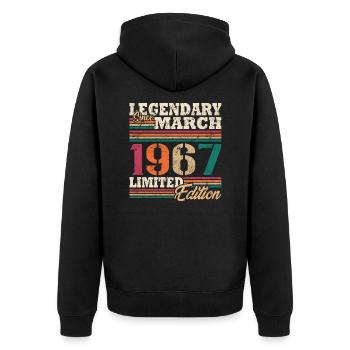 Légendaire Mars 1967 édition limitée - Veste à capuche bio Premium Unisexe - noir - Dos - Nico (187cm)