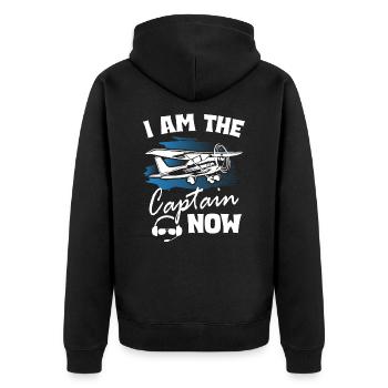 I Am The Captain Now - Unisex Premium Organic Zip Hoodie - black - Back - Nico (187cm)